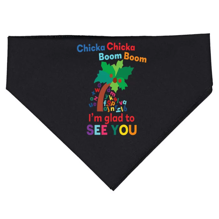 Chicka chicka boom boom i'm glad to see you USA-Made Doggie Bandana