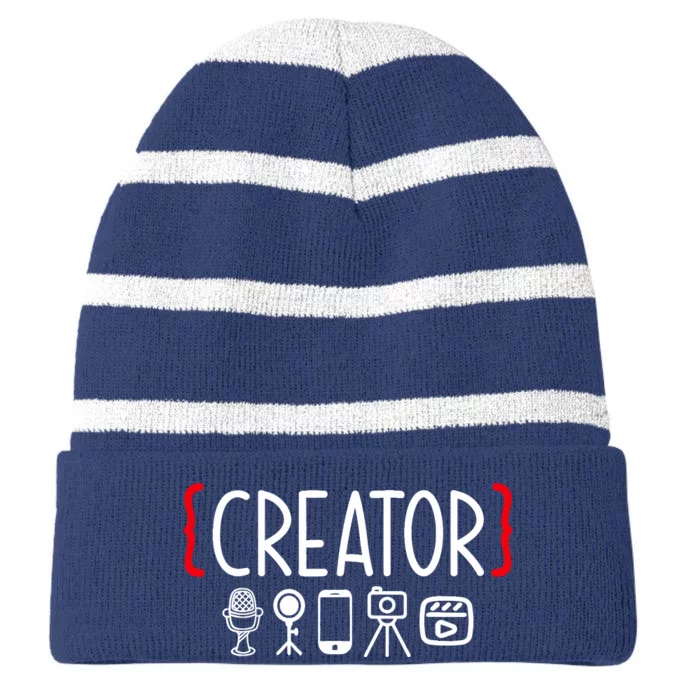 Content Creator blogger vlogger influencer Creator Striped Beanie with Solid Band