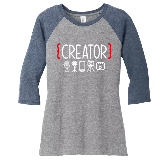 Content Creator blogger vlogger influencer Creator Women's Tri-Blend 3/4-Sleeve Raglan Shirt