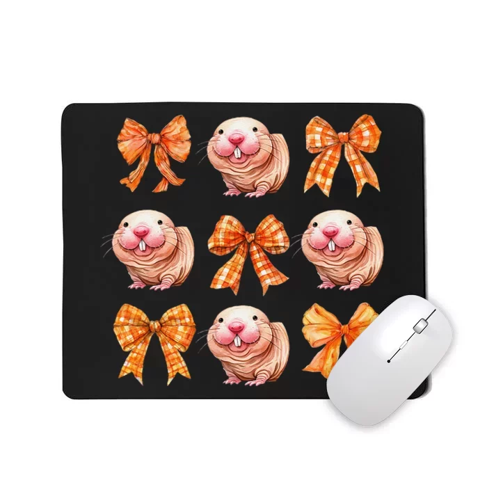 Cute Coquette Bow Naked Mole Rat Animal Halloween Girl Women Mousepad