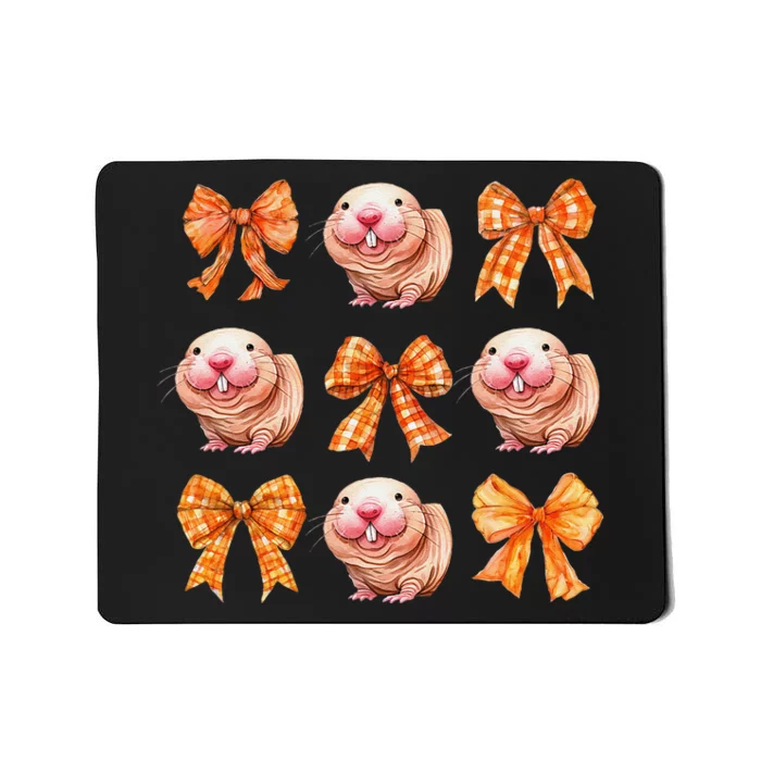 Cute Coquette Bow Naked Mole Rat Animal Halloween Girl Women Mousepad