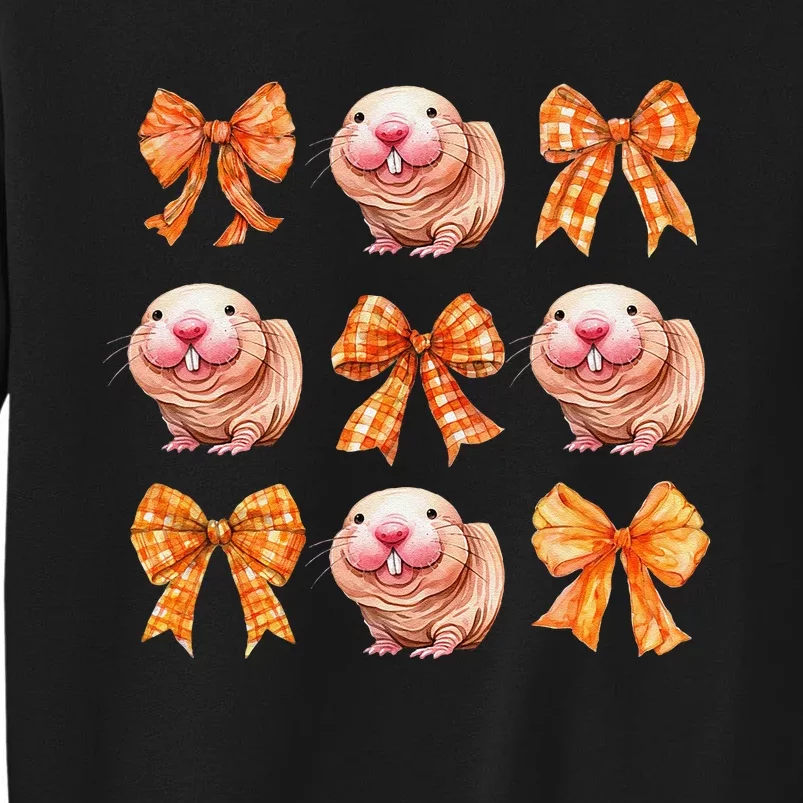 Cute Coquette Bow Naked Mole Rat Animal Halloween Girl Women Tall Sweatshirt