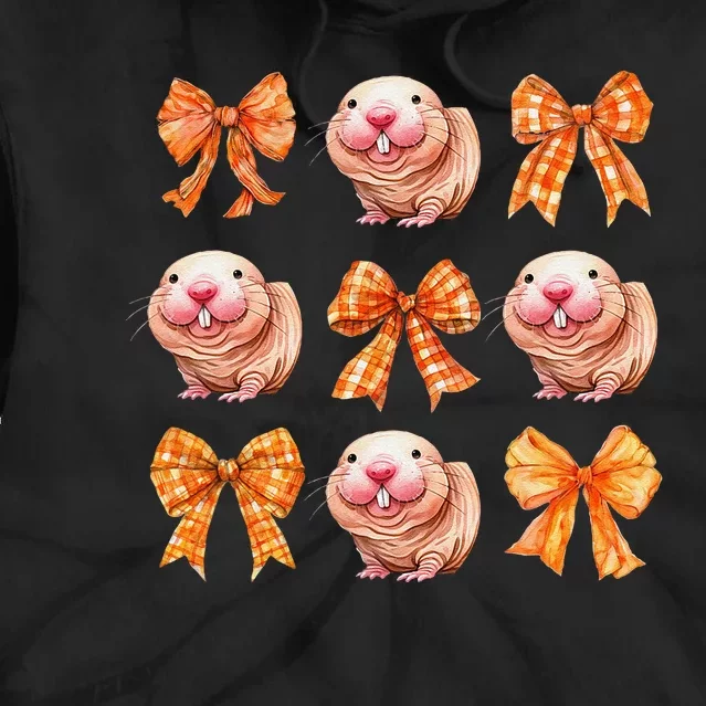 Cute Coquette Bow Naked Mole Rat Animal Halloween Girl Women Tie Dye Hoodie