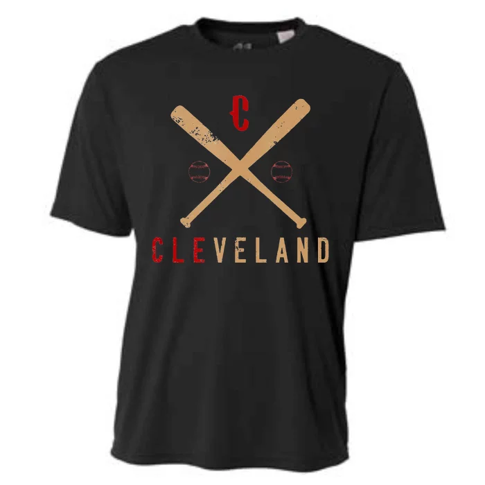 Cleveland Cle Baseball Vintage Distressed Cooling Performance Crew T-Shirt