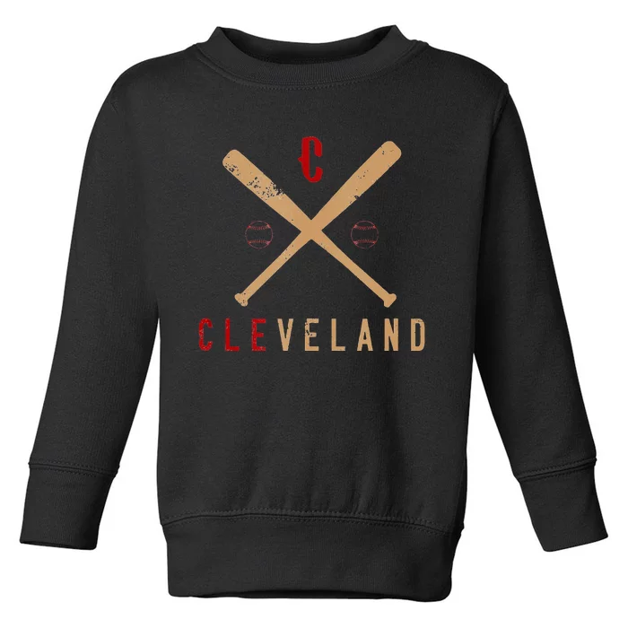 Cleveland Cle Baseball Vintage Distressed Toddler Sweatshirt