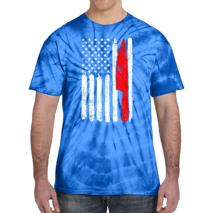 Chef Cook Butcher Usa American Flag 4th Of July Gift Tie-Dye T-Shirt