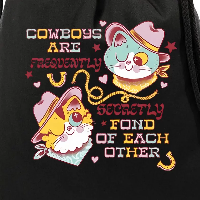 Cowboy Cats By Pinkgabbercat Drawstring Bag