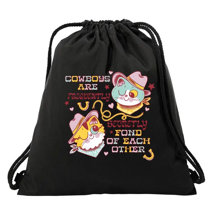 Cowboy Cats By Pinkgabbercat Drawstring Bag