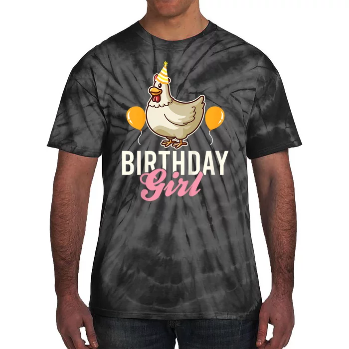 Cute Chicken Birthday Girl Tie-Dye T-Shirt