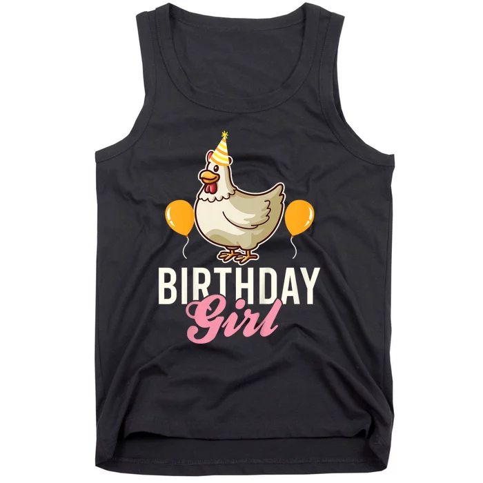 Cute Chicken Birthday Girl Tank Top