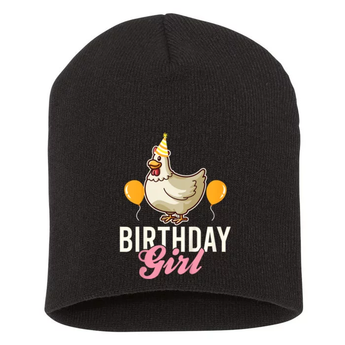 Cute Chicken Birthday Girl Short Acrylic Beanie