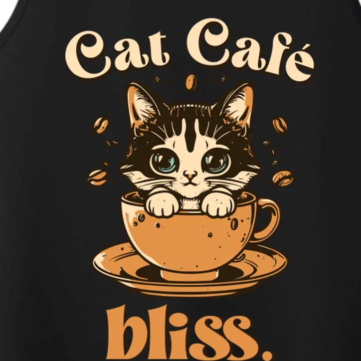 Cat Cafe Bliss Cats And Coffee Performance Tank