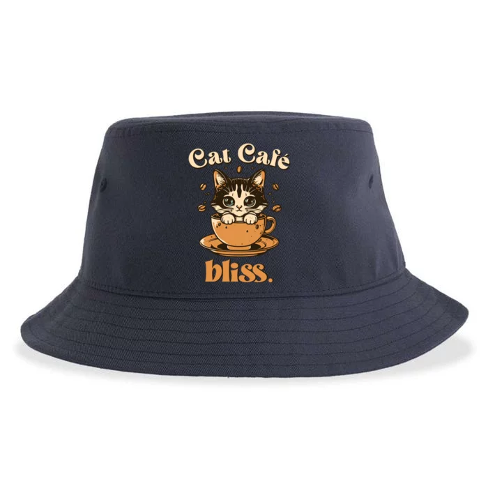 Cat Cafe Bliss Cats And Coffee Sustainable Bucket Hat