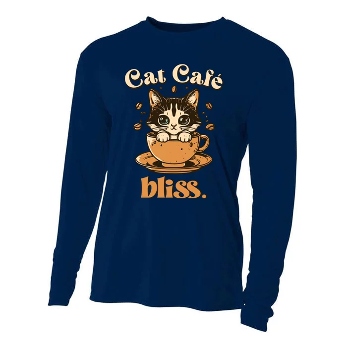 Cat Cafe Bliss Cats And Coffee Cooling Performance Long Sleeve Crew