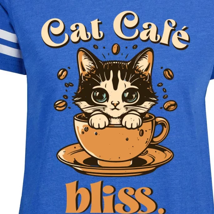 Cat Cafe Bliss Cats And Coffee Enza Ladies Jersey Football T-Shirt