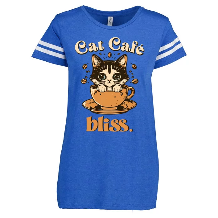 Cat Cafe Bliss Cats And Coffee Enza Ladies Jersey Football T-Shirt