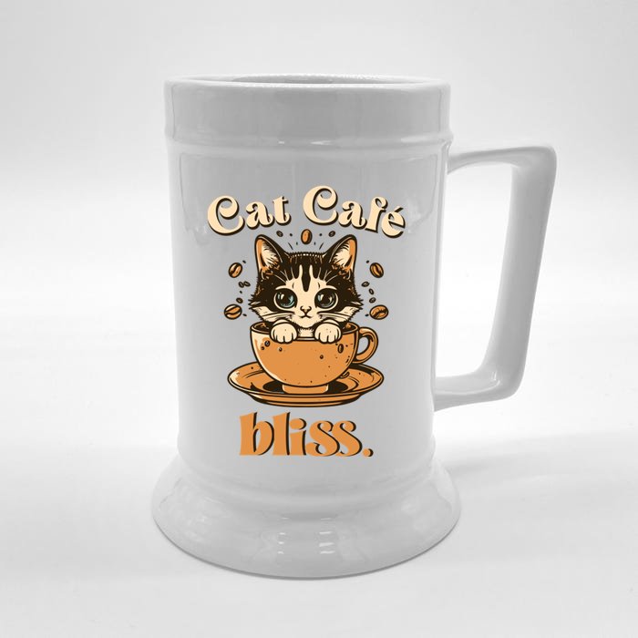 Cat Cafe Bliss Cats And Coffee Front & Back Beer Stein