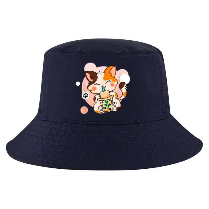 Cute Cat Boba Tea Bubble Tea Anime Kawaii Neko . Cool Comfort Performance Bucket Hat