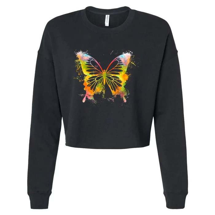 Colorful Cute Butterfly Butterflies Cropped Pullover Crew