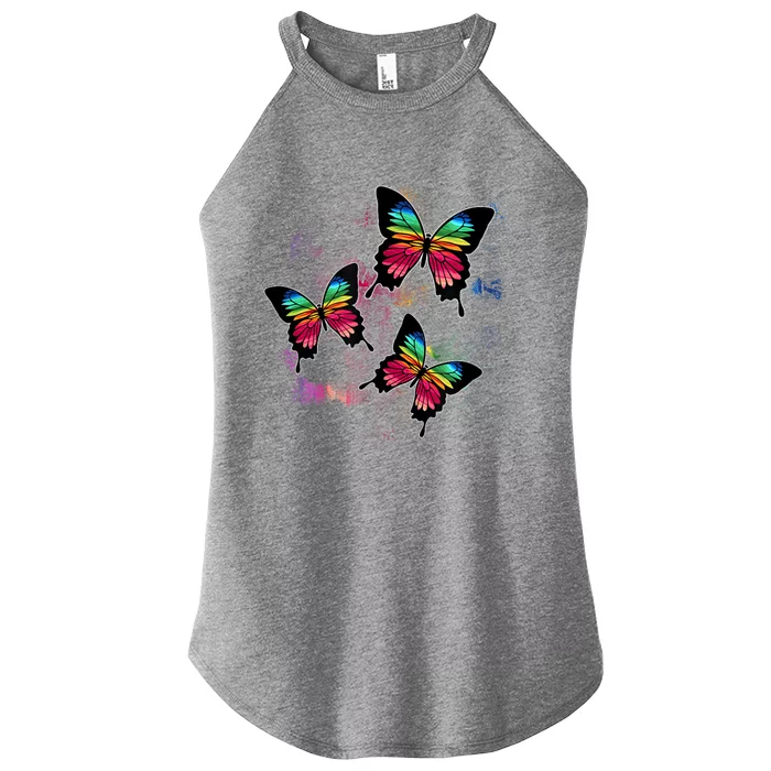 Colorful Cute Butterfly Gift Butterflies Women’s Perfect Tri Rocker Tank