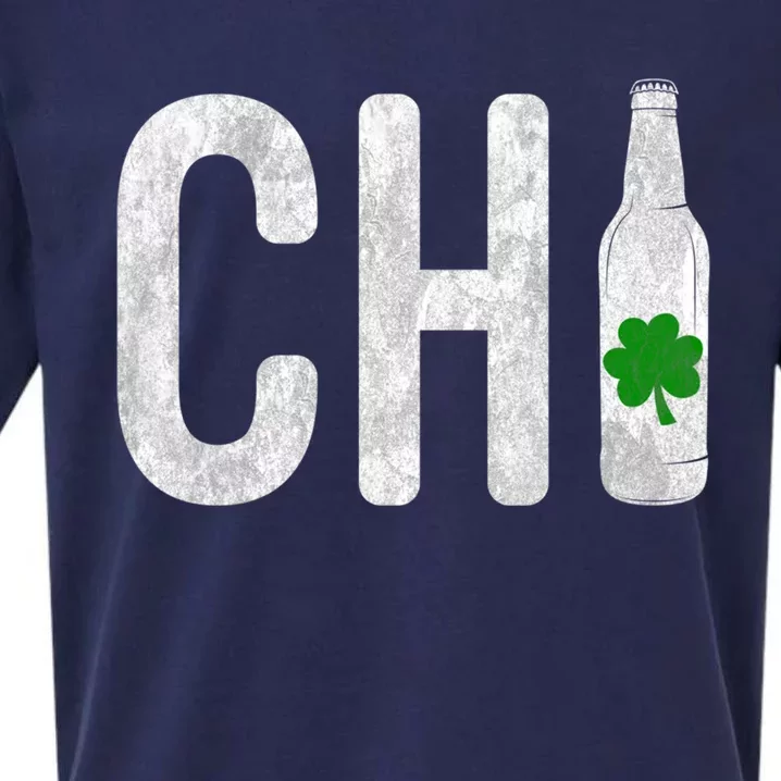 Chi Chicago Beer Bottle Irish St Patricks Day Gift Sueded Cloud Jersey T-Shirt