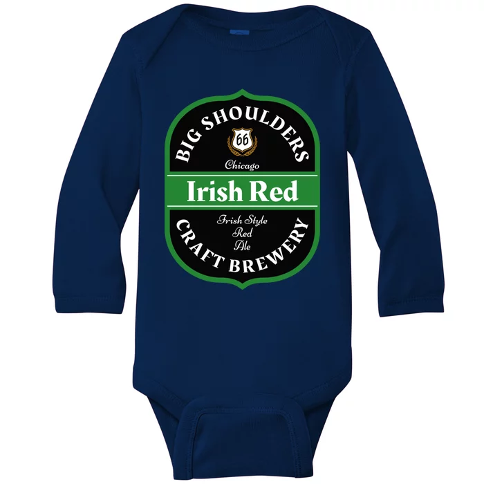 Chicago Craft Beer Irish Red Ale Logo Novelty Gift Baby Long Sleeve Bodysuit