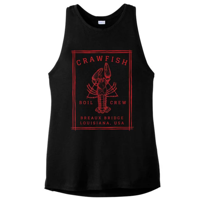 Crawfish Crew Breaux Bridge Retro Cajun Seafood Ladies Tri-Blend Wicking Tank