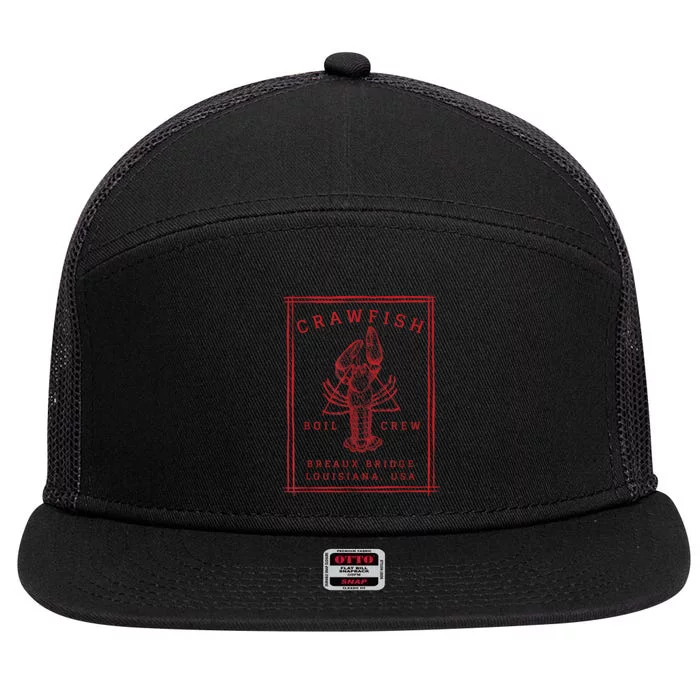 Crawfish Crew Breaux Bridge Retro Cajun Seafood 7 Panel Mesh Trucker Snapback Hat