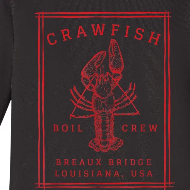 Crawfish Crew Breaux Bridge Retro Cajun Seafood Baby Long Sleeve Bodysuit