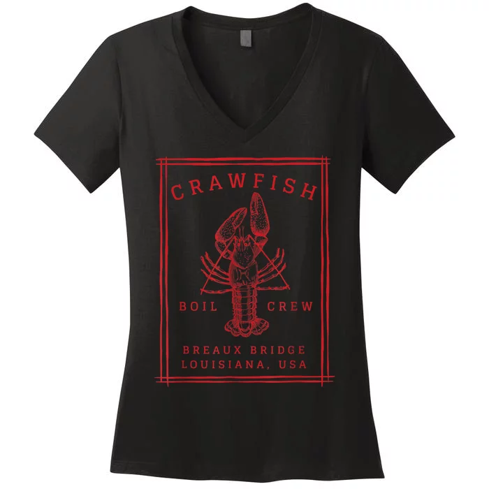 Crawfish Crew Breaux Bridge Retro Cajun Seafood Women's V-Neck T-Shirt