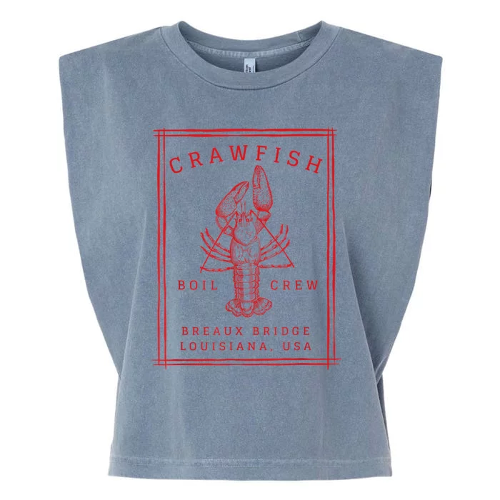 Crawfish Crew Breaux Bridge Retro Cajun Seafood Garment-Dyed Women's Muscle Tee