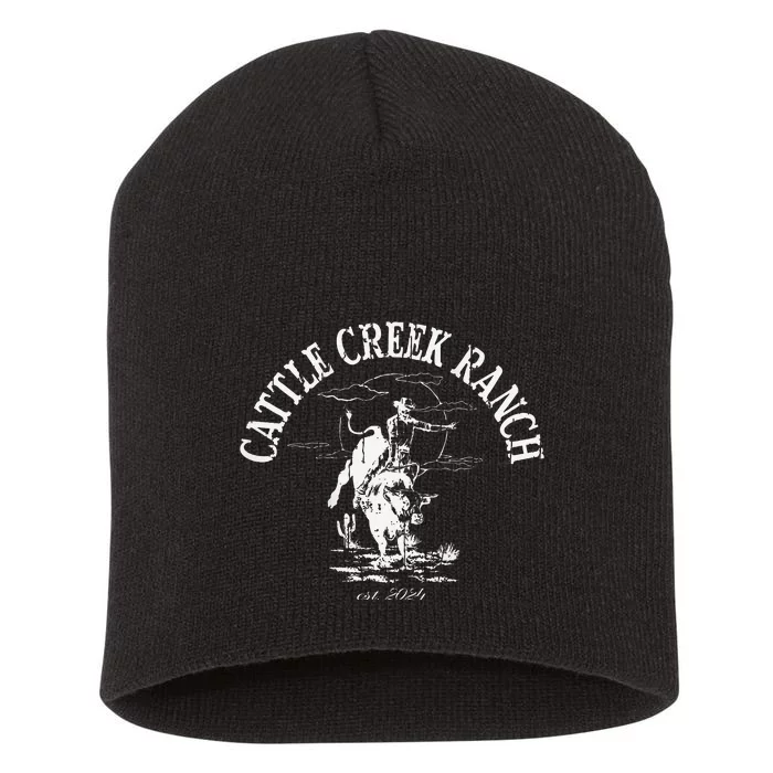 Cattle Creek Bucking Bull Rodeo Logo Graphic Short Acrylic Beanie