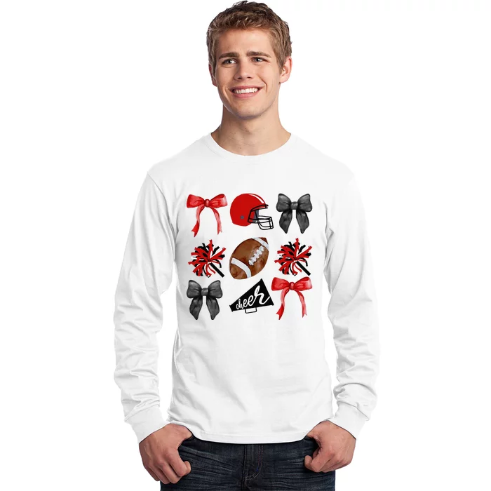 Cheer Coquette Bow American Football Autumn Thanksgiving Long Sleeve Shirt