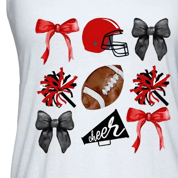 Cheer Coquette Bow American Football Autumn Thanksgiving Ladies Essential Flowy Tank