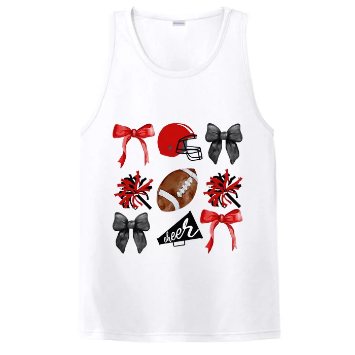 Cheer Coquette Bow American Football Autumn Thanksgiving Performance Tank