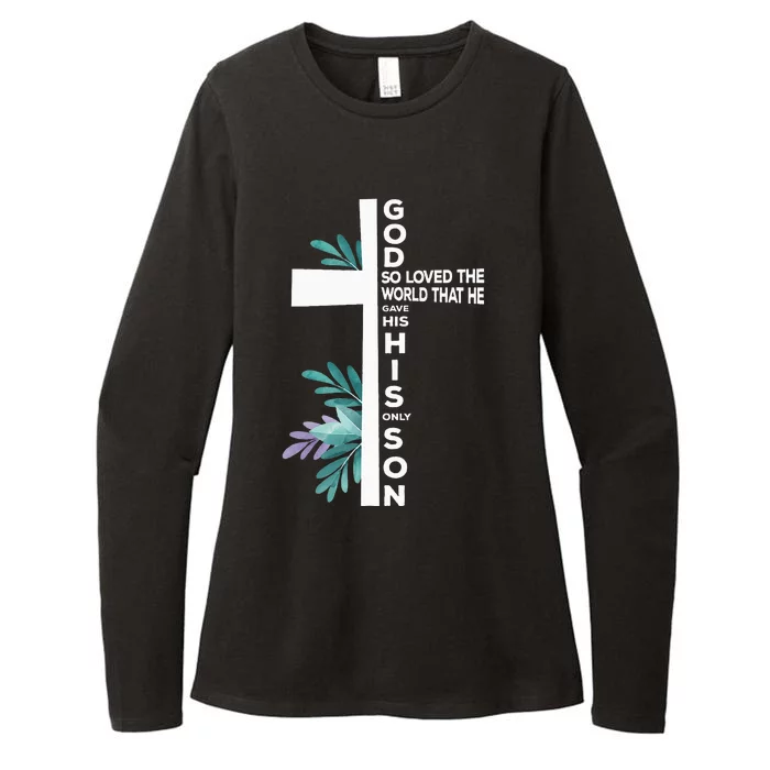 Christian Cross Bible Faith Quote John 316 Womens CVC Long Sleeve Shirt