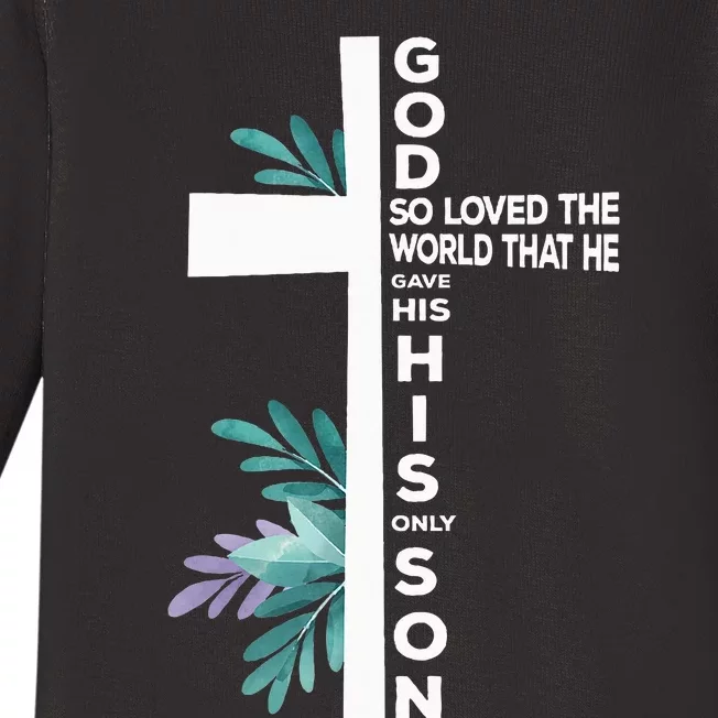 Christian Cross Bible Faith Quote John 316 Baby Long Sleeve Bodysuit