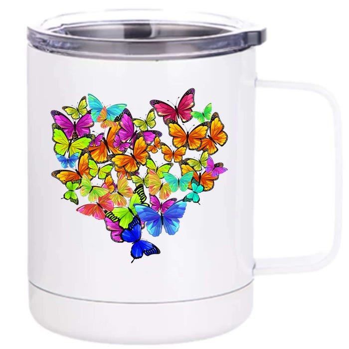 Colorful Cute Butterfly Heart Rainbow Butterflies Front & Back 12oz Stainless Steel Tumbler Cup