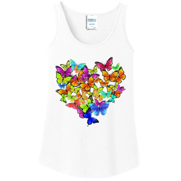 Colorful Cute Butterfly Heart Rainbow Butterflies Ladies Essential Tank