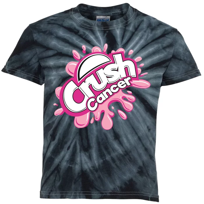 Crush Cancer Breast Cancer Awareness Kids Tie-Dye T-Shirt