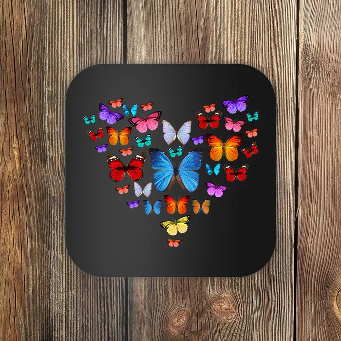 Colorful Cute Butterfly Heart Butterflies Coaster