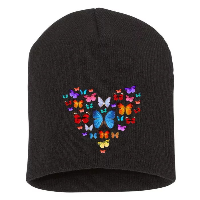 Colorful Cute Butterfly Heart Butterflies Short Acrylic Beanie