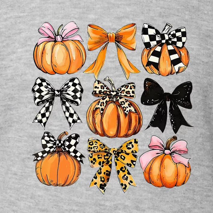 Cute Coquette Bows Pumpkin Season Halloween Autumn Fall Toddler Sweatshirt