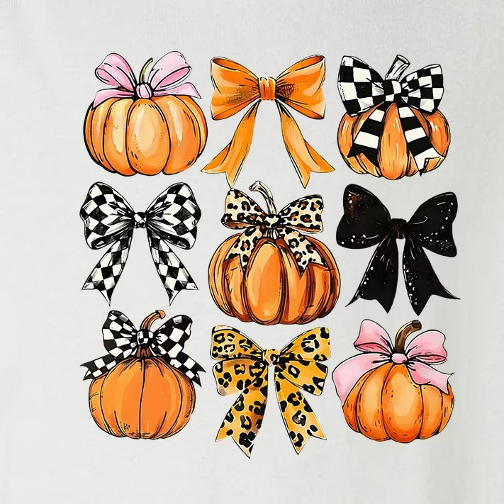 Cute Coquette Bows Pumpkin Season Halloween Autumn Fall Toddler Long Sleeve Shirt