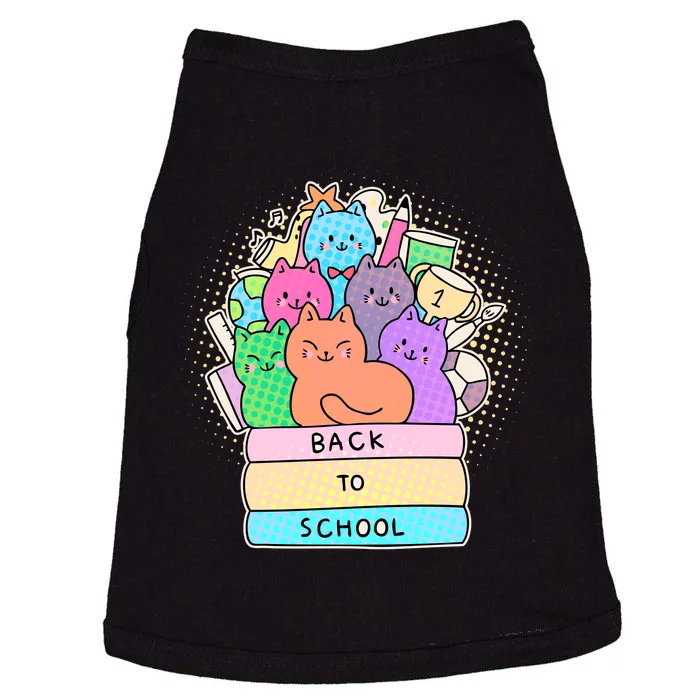 Cute Colorful Back to School Book Cats Doggie Tank