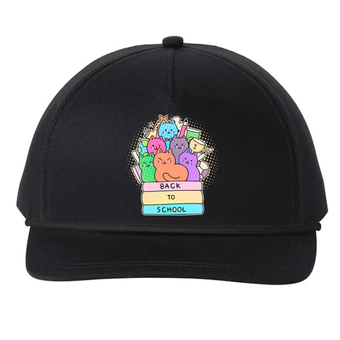 Cute Colorful Back to School Book Cats Snapback Five-Panel Rope Hat