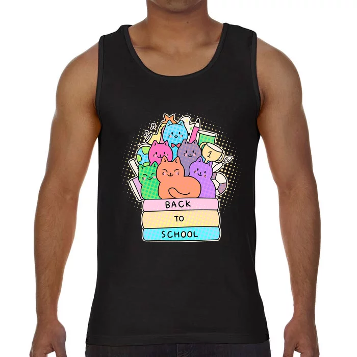 Cute Colorful Back to School Book Cats Comfort Colors® Tank Top