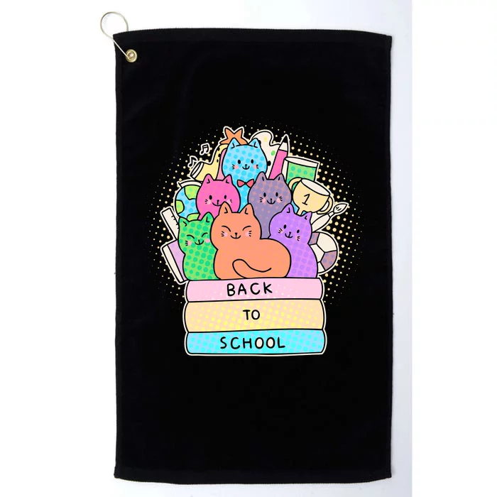 Cute Colorful Back to School Book Cats Platinum Collection Golf Towel