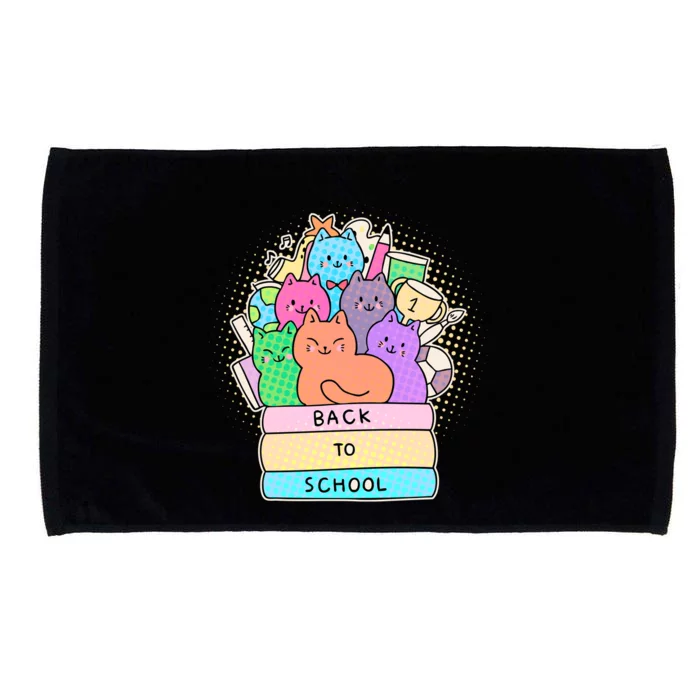 Cute Colorful Back to School Book Cats Microfiber Hand Towel