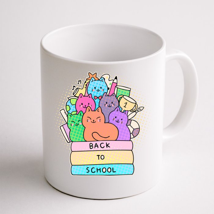 Cute Colorful Back to School Book Cats Front & Back Coffee Mug